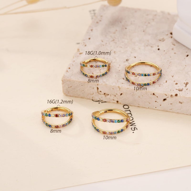 FUNLMO Store 316L Surgical Steel Nose Hoop Septum Conch Piercing Jewelry Cartilage Daith Helix Tragus Rook Lobe Earring Triple/Double Nose Lip Ring 20G 18G 16G - Image 3
